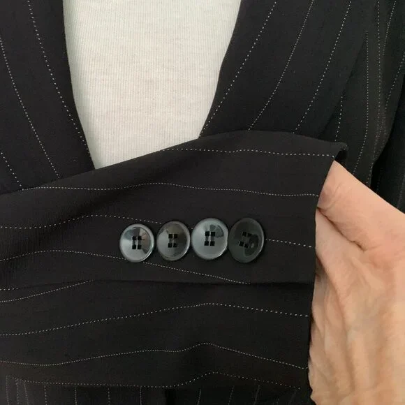 PLANET Black Pinstripe Single-Breasted Pantsuit Set | Size 12 - Picture 6 of 10
